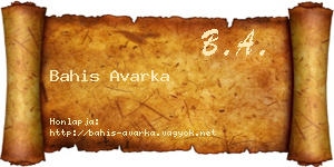 Bahis Avarka névjegykártya
